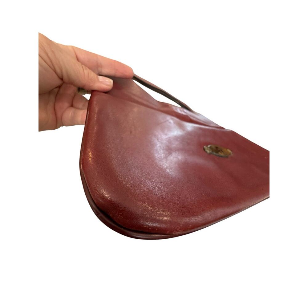 Vintage Etienne Aigner Burgundy Leather Clutch Purse Horseshoe Logo Handbag - Picture 3 of 10